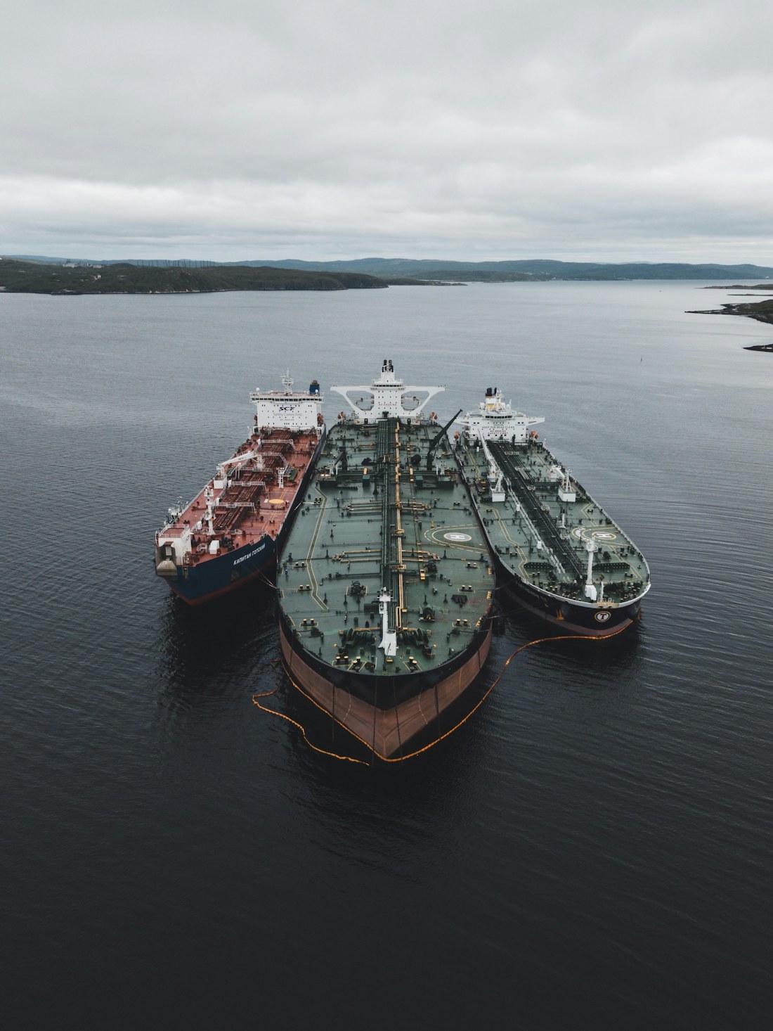Crude oil tankers at anchor